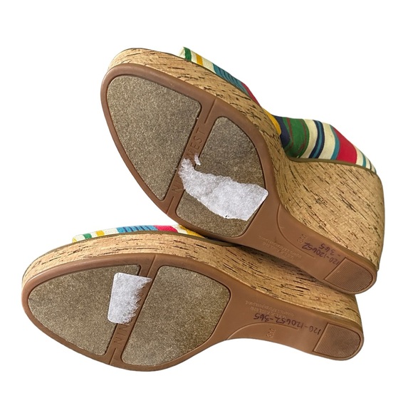 Nine West Wild Thingo Multi-Colored Striped Wedges Heels Shoes Size 8 - Picture 5 of 11